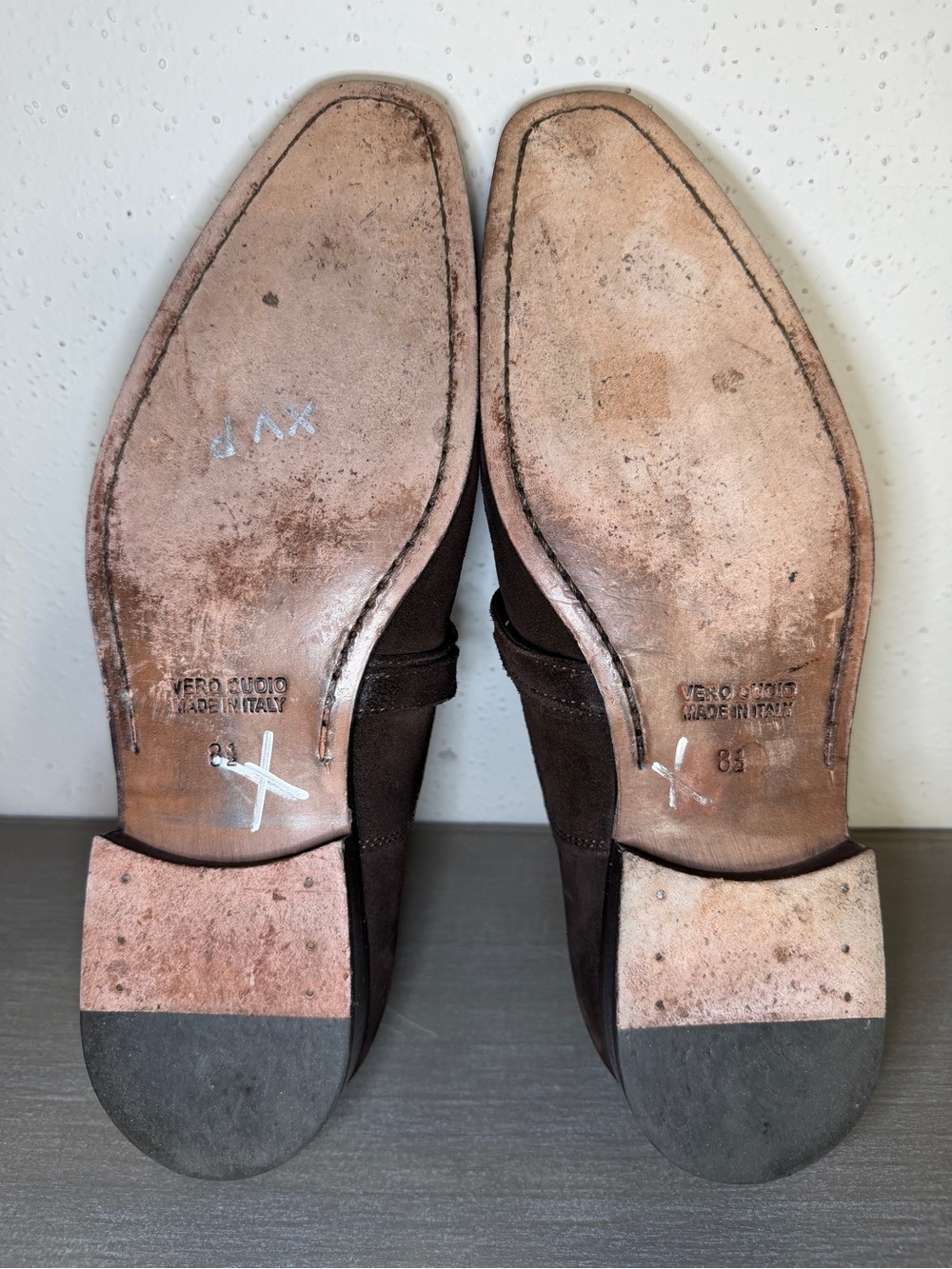 Paul Fredrick Brown Suede Double Monk Strap Shoes Men’s Size 8.5 Made In Italy - Picture 9 of 13